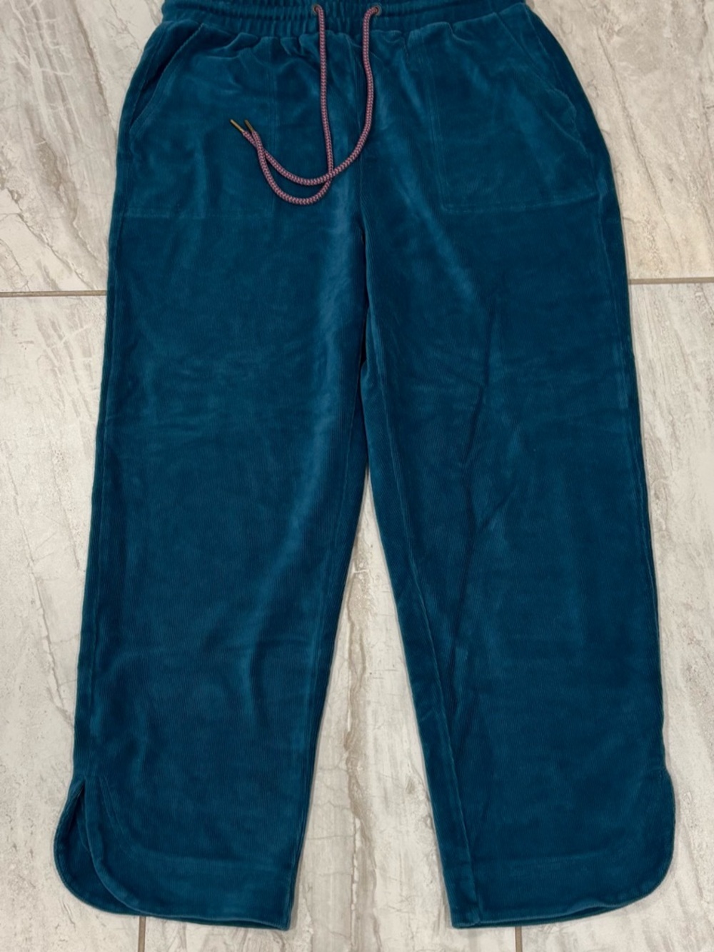 Matilda Jane Get Inspired Velour Cropped Drawstring Pull On Pants Teal S